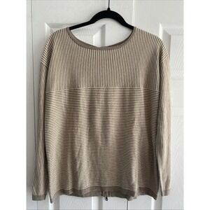 Cullen Womens Small Tan Striped Textured Top Zipper Back Fall Clean Girl